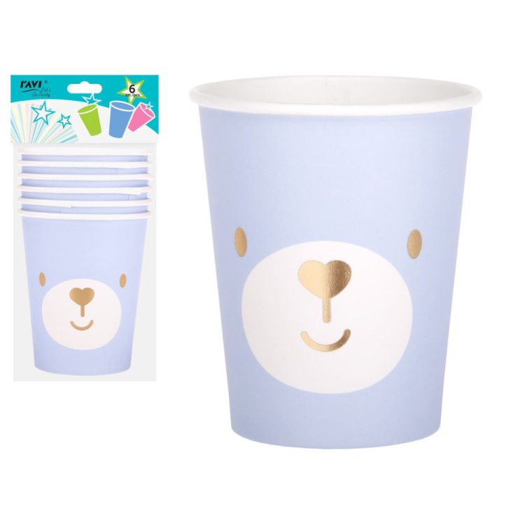 Kubki papierowe Blue Bear 6 sztuk RAVI
